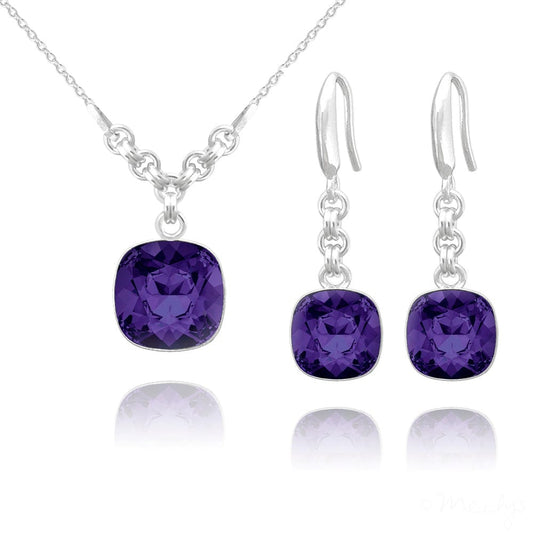 Luxury Purple  Earrings & Necklace Jewellery Set