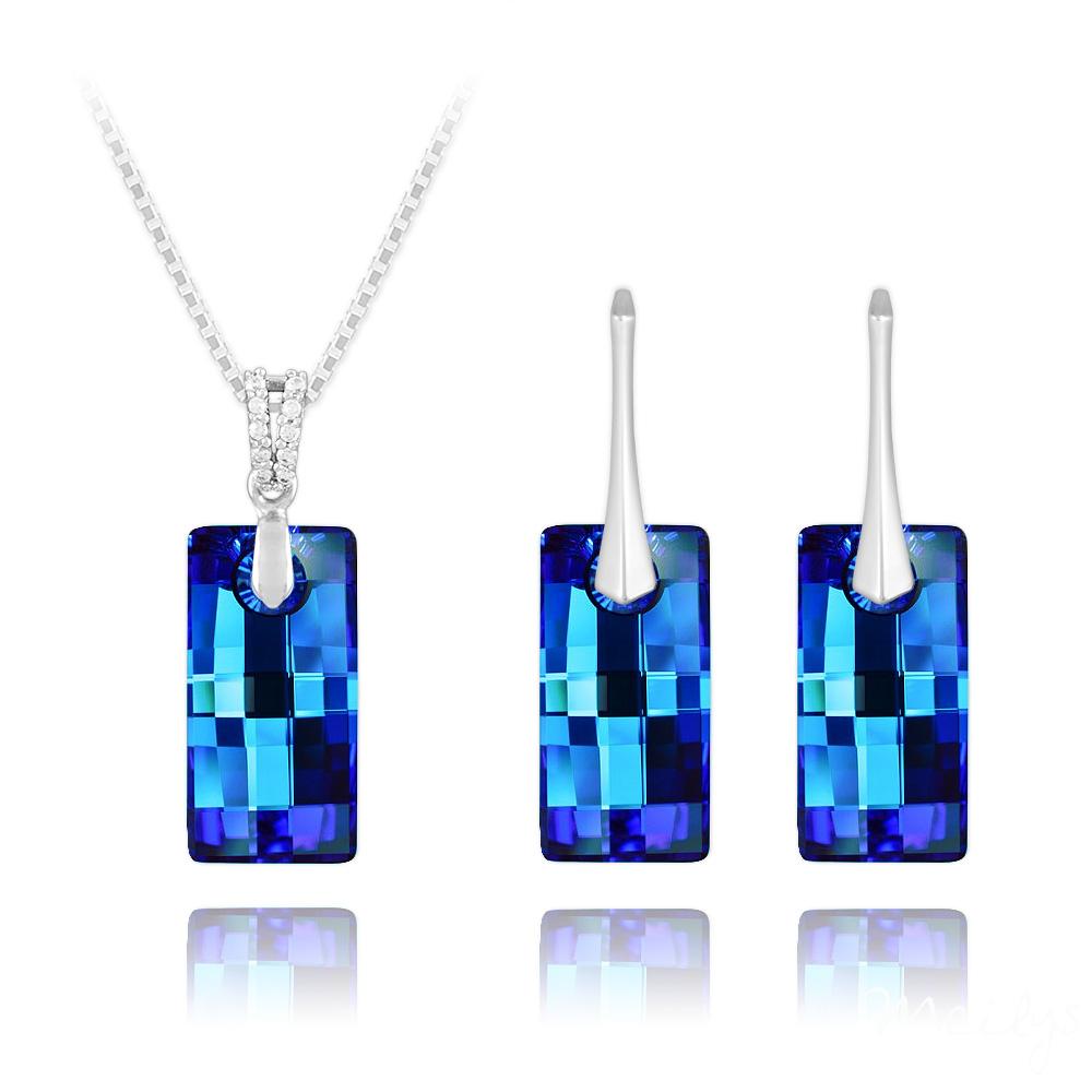 Blue Rectangle Cut Jewellery Set