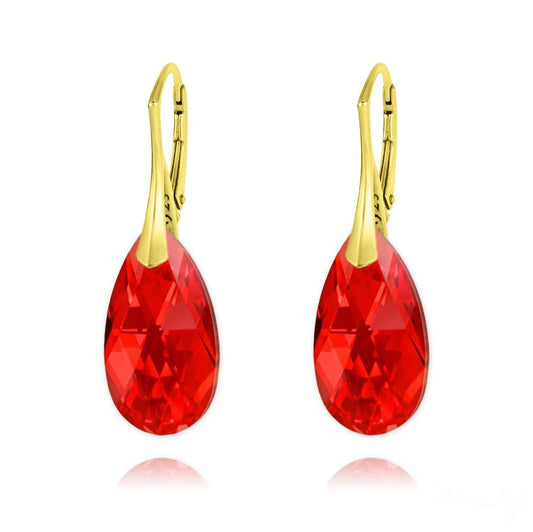 24K Gold Light Siam Pear Earrings