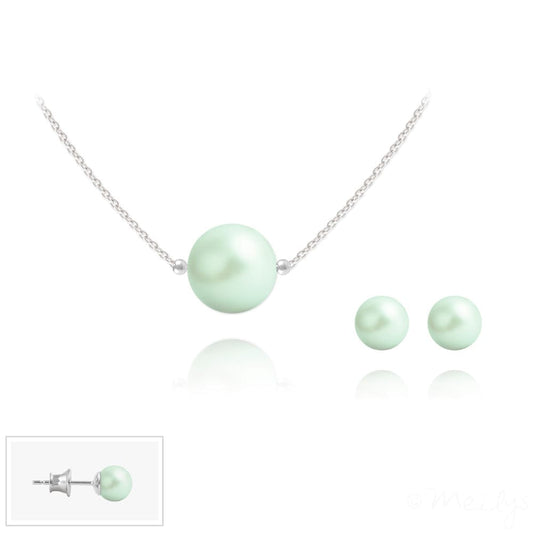 Silver and Green Pearl Fine Jewellery Set