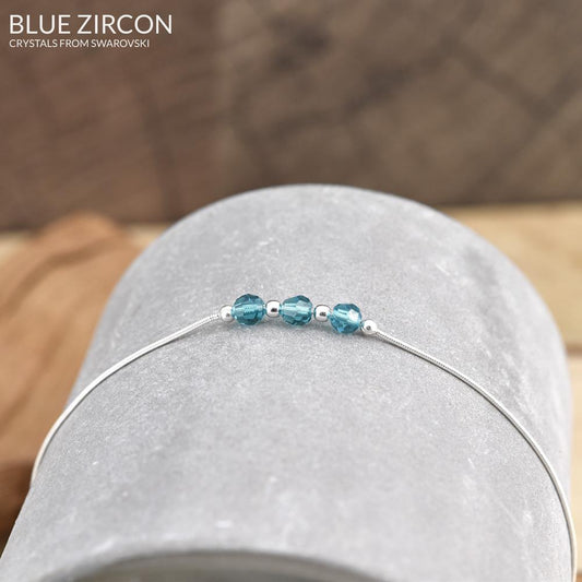 Blue Zircon Silver Bracelet with Swarovski Crystal