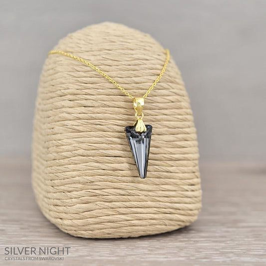 24K Gold  Silver Pendant Necklace Swarovski Crystal