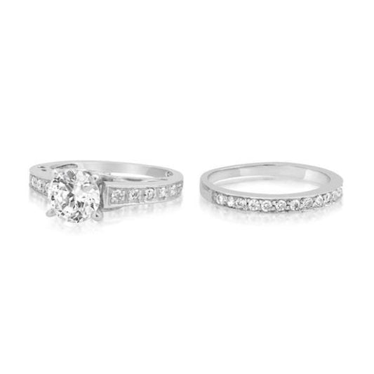 Engagement Channel  Wedding Ring Set