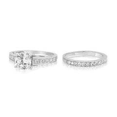 Engagement Channel  Wedding Ring Set