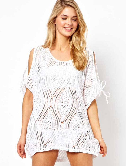 Ladies Open Shoulder Knit Beach Cover Up