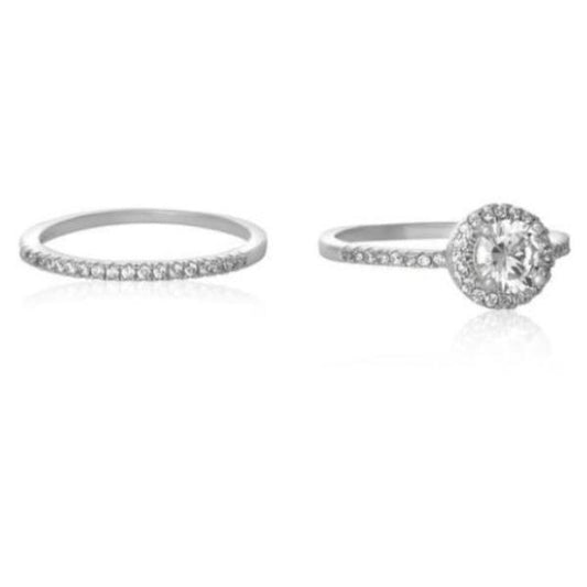 Studded Crystal Wedding Ring Set