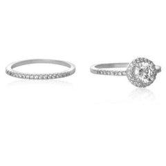 Studded Crystal Wedding Ring Set