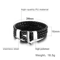 Black Braided Leather Strings Bracelet
