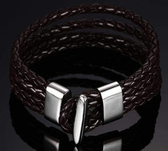 Black Braided Leather Strings Bracelet