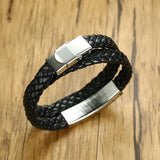 Black Double Strand Leather Bracelet