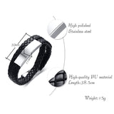 Black Double Strand Leather Bracelet