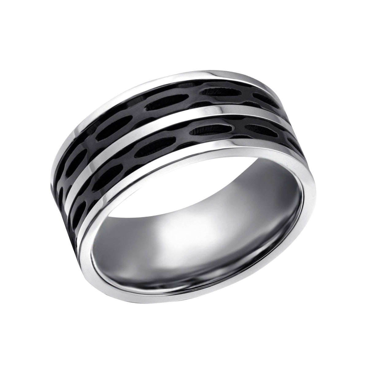 Black Surgical Steel Line Ring