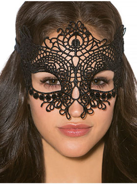 Enchanting Black Lace Detailed Masquerade Mask
