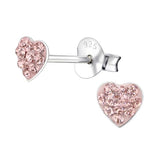 Silver Kids Vintage Rose	 Heart Stud Earrings with Swarovski Crystal