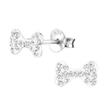 Silver Kids Crystal Bone Stud earrings with Swarovski Crystal