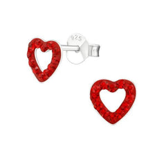 Children's Sterling Silver Aqua Bohemica Heart Stud Earrings