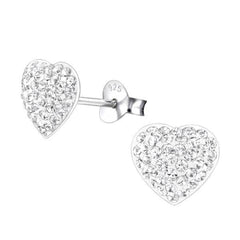 Children's Silver Heart Crystal Earrings with Swarovski Crystals
