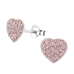 Children's Silver Heart  Earrings with Swarovski Crystals