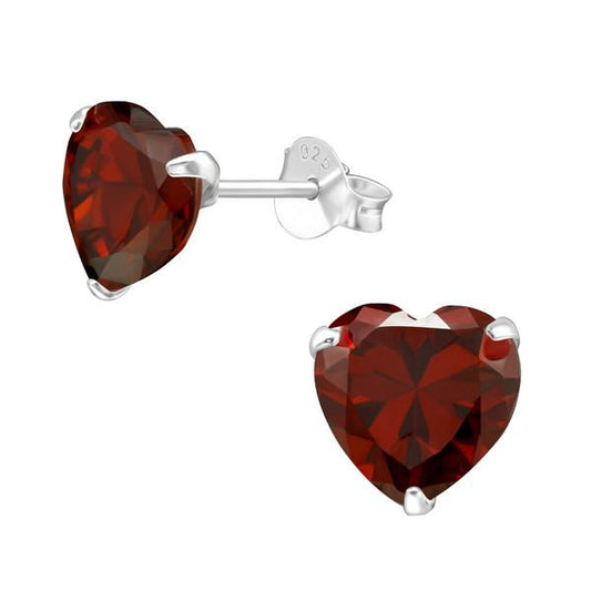 Silver Heart 8mm Zirconia Stud Earrings