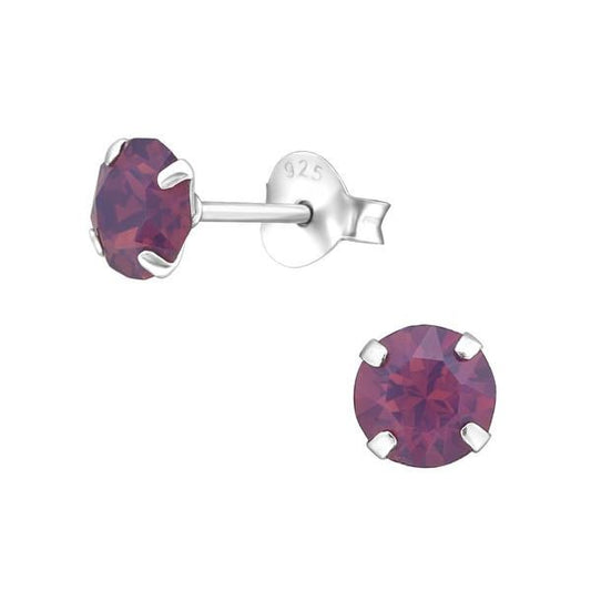 Silver Cyclamen  Opal Stud Earrings With Swarovski Crystal