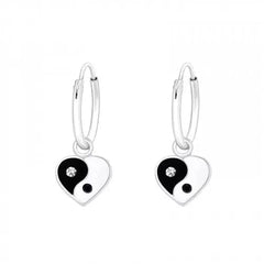 Children's Silver Crystal Yin-Yang Heart Hangings