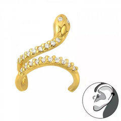 Gold Snake Ear Cuff with Cubic Zirconia