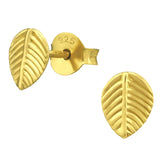 Sterling Silver Gold Plated Leaf Stud earrings