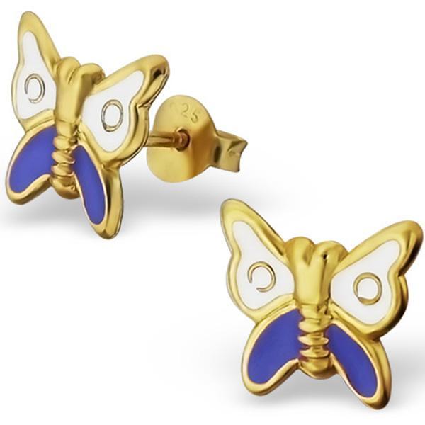 Childrens 14K Gold Plated Butterfly Ear Studs