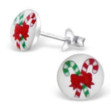 Children's Sterling Silver Candy Cane Ear Studs