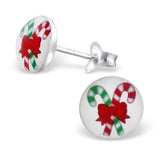 Children's Sterling Silver Candy Cane Ear Studs