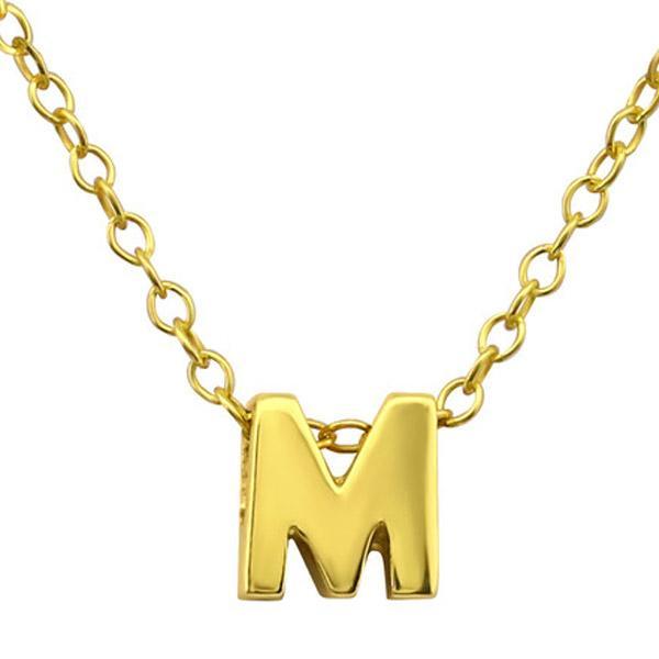 Gold plated Sterling silver Letter M Necklace