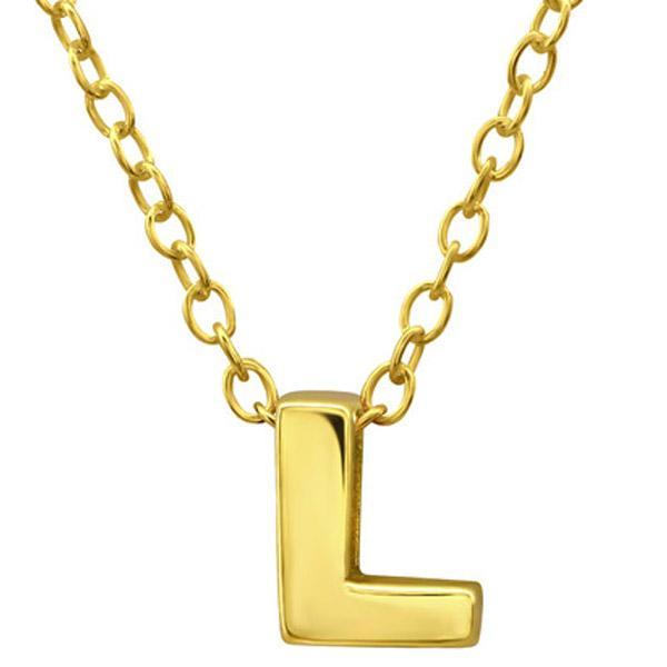 Gold plated Sterling silver Letter L Necklace