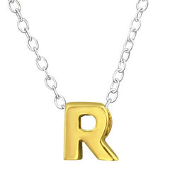 Gold plated Silver Letter R Necklace