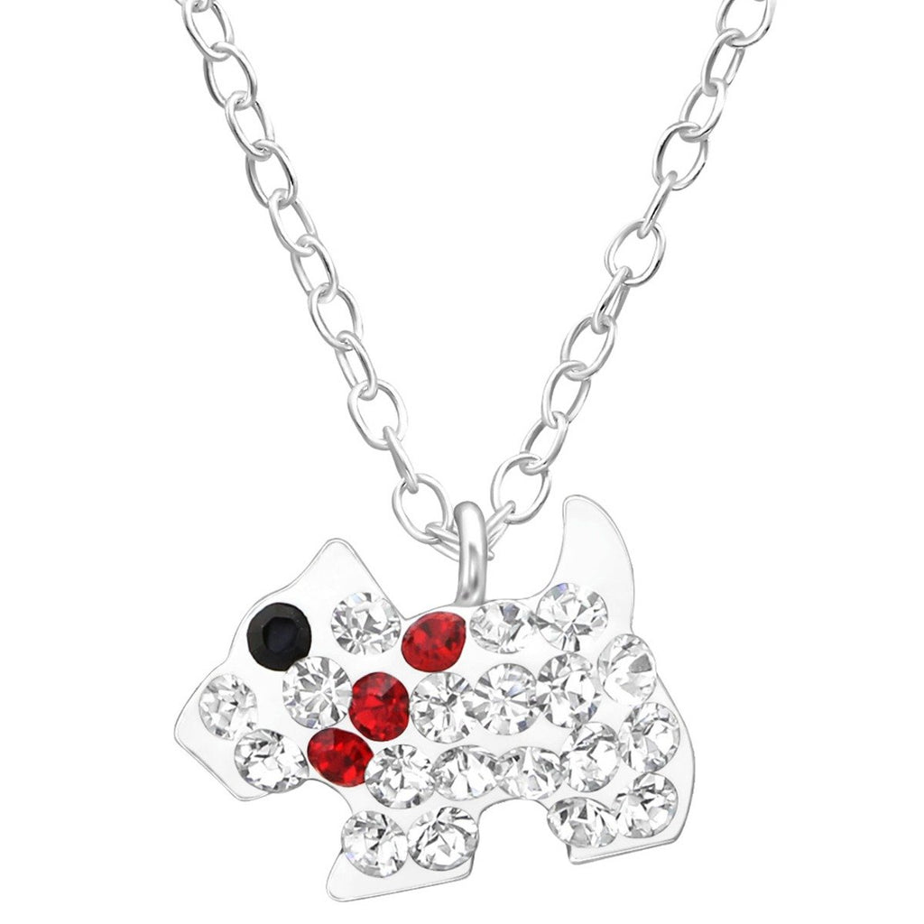 Children's Silver Dog Necklace Made With Swarovski Crystals