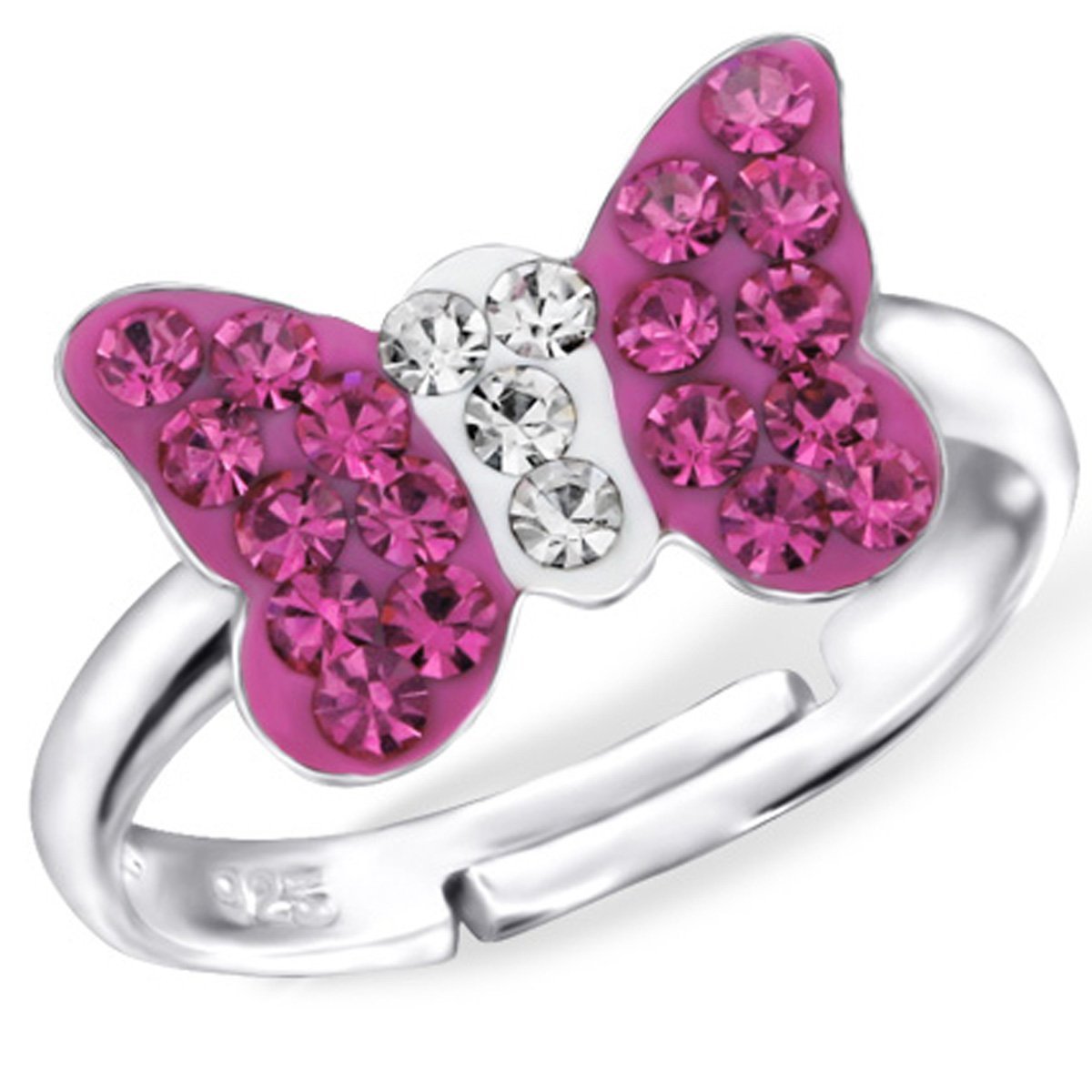 Children's Sterling Silver Pink Butterfly Ring