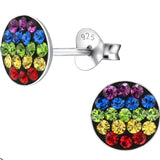 Kid's Silver Round Ear Studs Made With Swarovski Crystals