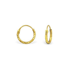 14 K Gold Plated Diamond Cut 1 Hoop Earrings