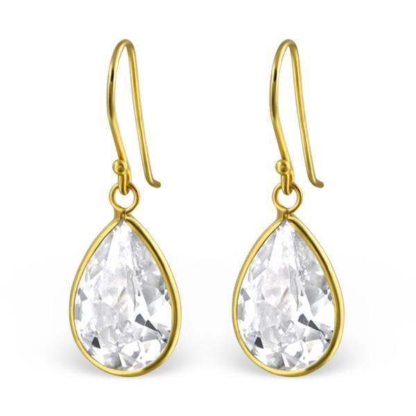 Cubic Zirconia Silver Tear Drop Earrings