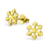 14 K Gold Plated Silver Snowflake Ear Studs