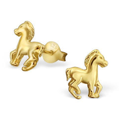 14 K Gold Plated On Sterling Silver Horse Earrings