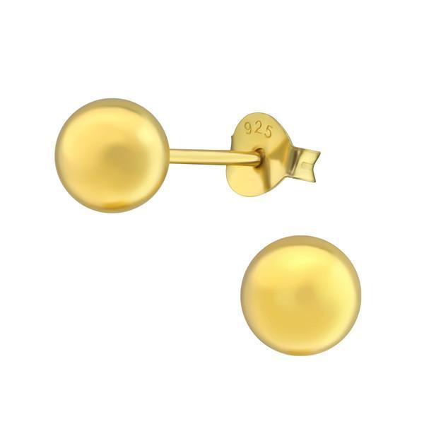 14 K Gold Plated On Sterling Silver 6mm ball Earrings