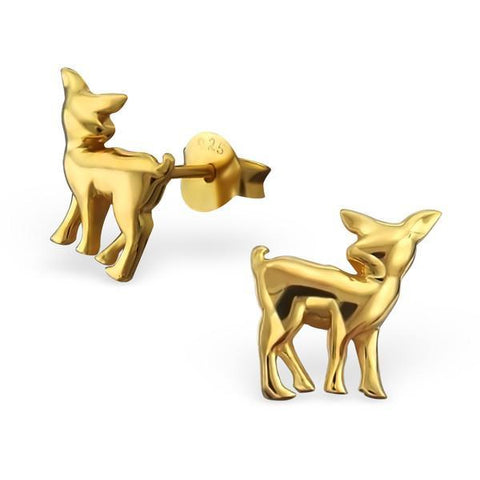 14 K Gold Plated on Sterling Silver Kid's Deer Earrings