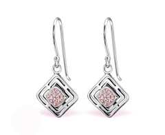 Sterling Silver Square Earrings Made With Swarovski Crystal