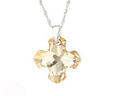 Sterling Silver Greek Cross Necklace Made With Swarovski Crystal