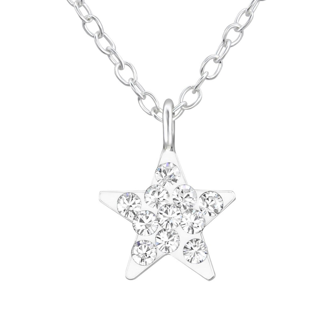 Sterling Silver Kids Star Necklace made with Swarovski Crystal