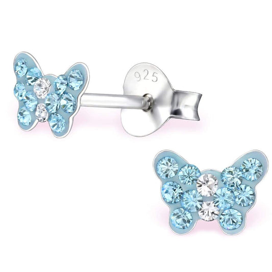 Sterling Silver Butterfly Ear Stud earrings Made With Swarovski Crystal