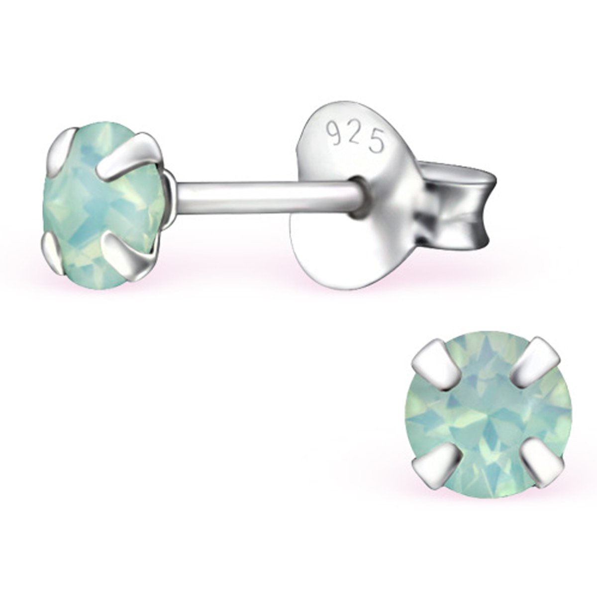 Sterling Silver earrings Made with Swarovski Crystal-Pacific Opal