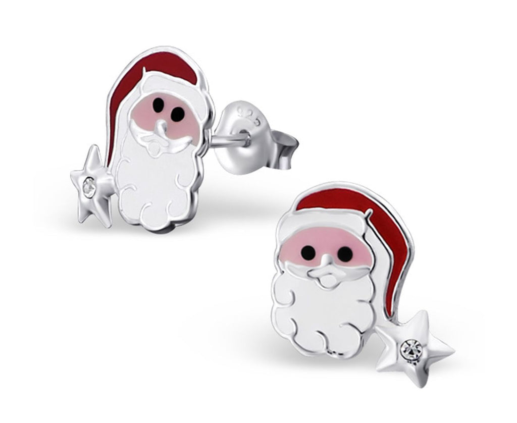 Children's Sterling Silver Santa Christmas Earrings