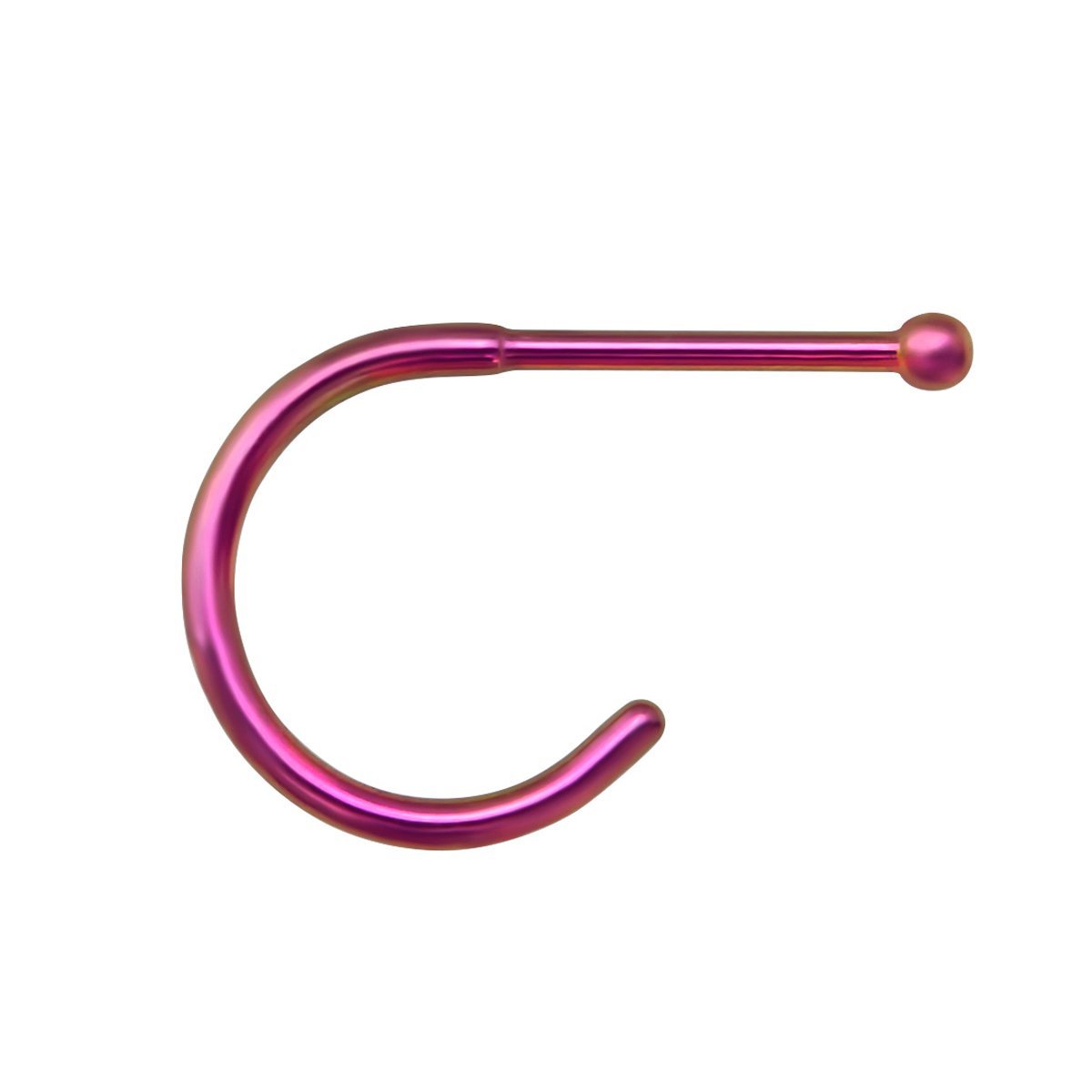 5 X Pink Half Hoop Stainless Steel Nose Studs