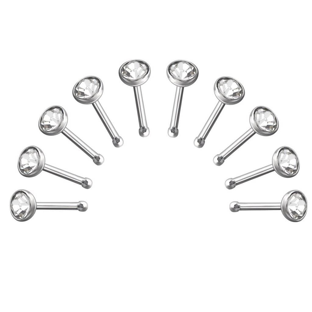 10 X Round Nose Stud Body jewellery 3 mm